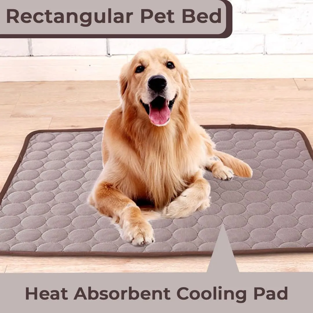 Kuber Industries Rectangular Dog & Cat Bed|Premium Cool Ice Silk and Polyester With Bottom Mesh|MultiUtility Self-Cooling Pad For Dog & Cat|Light-weight & Durable Dog Bed|ZQCJ001C-XL|Coffee(Pack Of 4)