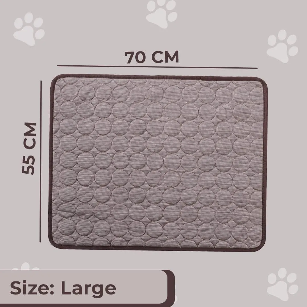 Kuber Industries Rectangular Dog & Cat Bed|Premium Cool Ice Silk and Polyester With Bottom Mesh|MultiUtility Self-Cooling Pad For Dog & Cat|Light-weight & Durable Dog Bed|ZQCJ001C-XL|Coffee(Pack Of 4)