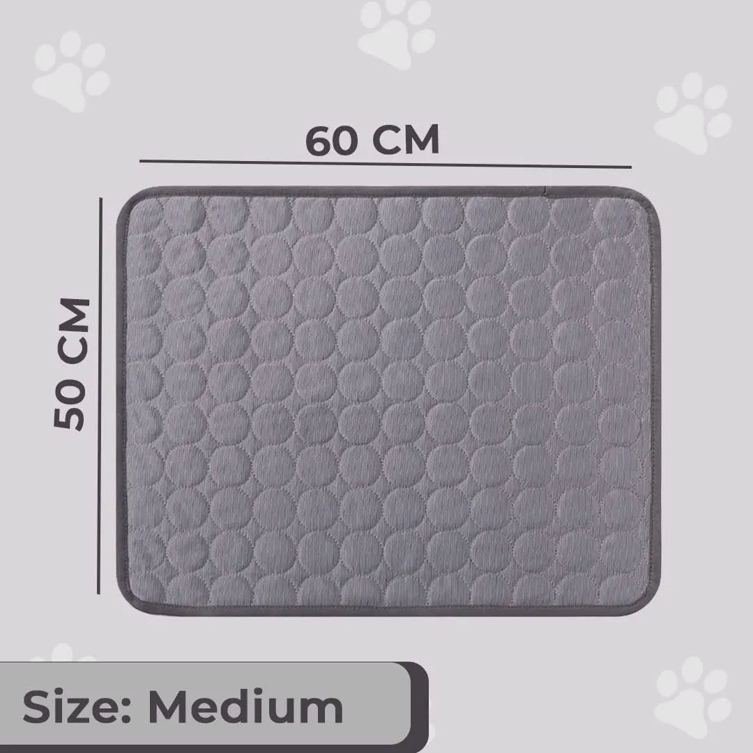 Kuber Industries Rectangular Dog & Cat Bed|Premium Cool Ice Silk Polyester With Bottom Mesh|Multi-Utility Self-Cooling Pad For Dog & Cat|Light-weight & Durable Dog Bed|ZQCJ001DG-M|Dark Grey(Pack Of 5)