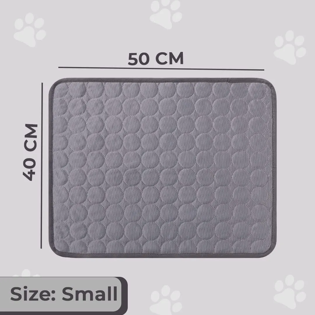 Kuber Industries Rectangular Dog & Cat Bed|Premium Cool Ice Silk Polyester With Bottom Mesh|Multi-Utility Self-Cooling Pad For Dog & Cat|Light-weight & Durable Dog Bed|ZQCJ001DG-S|Dark Grey(Pack Of 5)