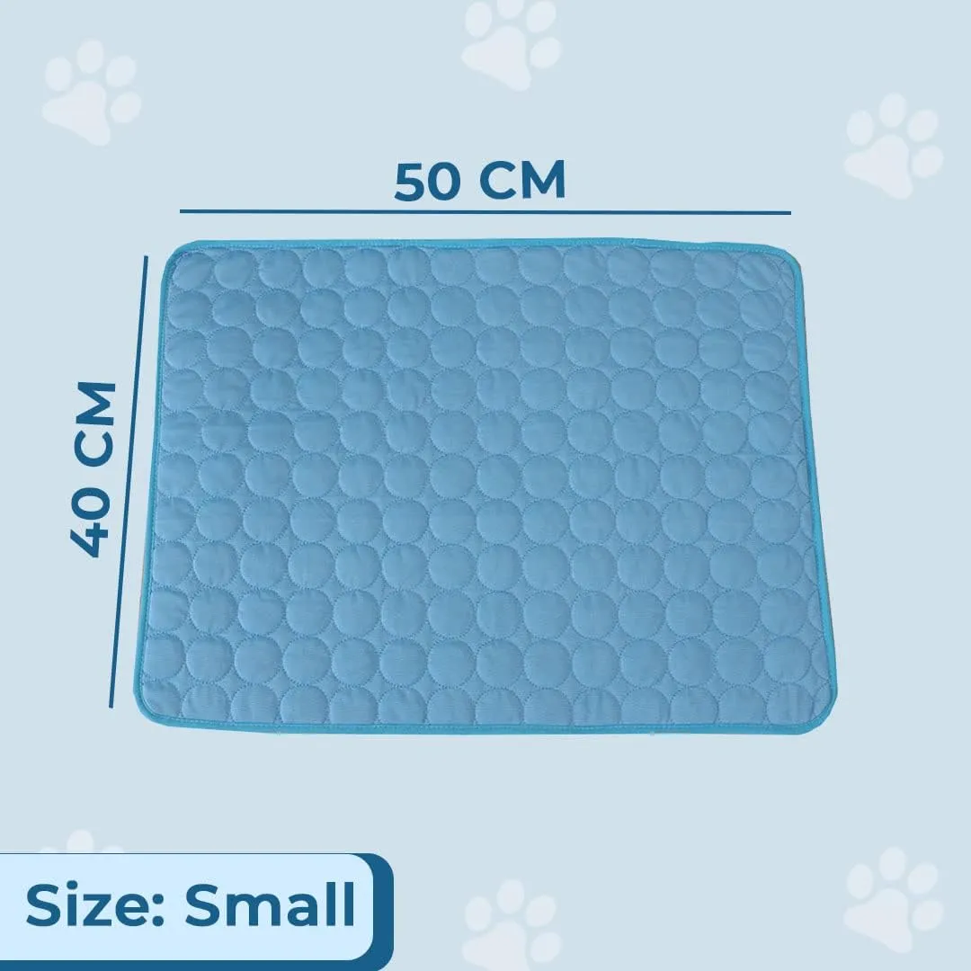 Kuber Industries Rectangular Dog & Cat Bed|Premium Cool Ice Silk with Polyester With Bottom Mesh|Multi-Utility Self-Cooling Pad For Dog & Cat|Light-weight & Durable Dog Bed|ZQCJ001B-S|Blue (Pack Of 2)