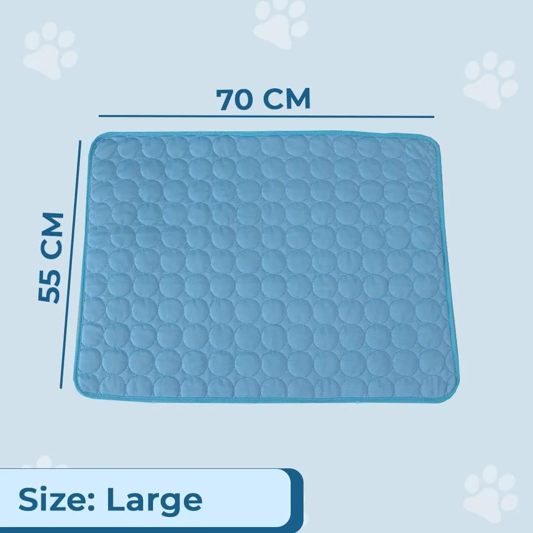 Kuber Industries Rectangular Dog & Cat Bed|Premium Cool Ice Silk with Polyester With Bottom Mesh|Multi-Utility Self-Cooling Pad For Dog & Cat|Light-weight & Durable Dog Bed|ZQCJ001B-XL|Blue(Pack Of 3)