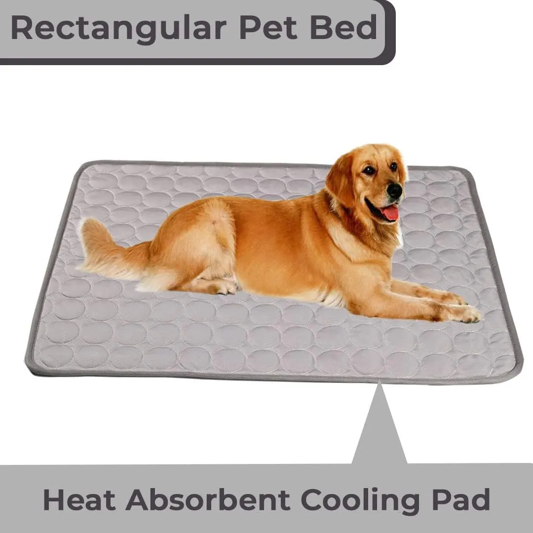 Kuber Industries Rectangular Dog & Cat Bed|Premium Cool Ice Silk with Polyester With Bottom Mesh|Multi-Utility Self-Cooling Pad For Dog & Cat|Light-weight & Durable Dog Bed|ZQCJ001G-L|Grey (Pack Of 3)