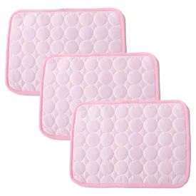 Kuber Industries Rectangular Dog & Cat Bed|Premium Cool Ice Silk with Polyester With Bottom Mesh|Multi-Utility Self-Cooling Pad For Dog & Cat|Light-weight & Durable Dog Bed|ZQCJ001P-M|Pink (Pack Of 3)