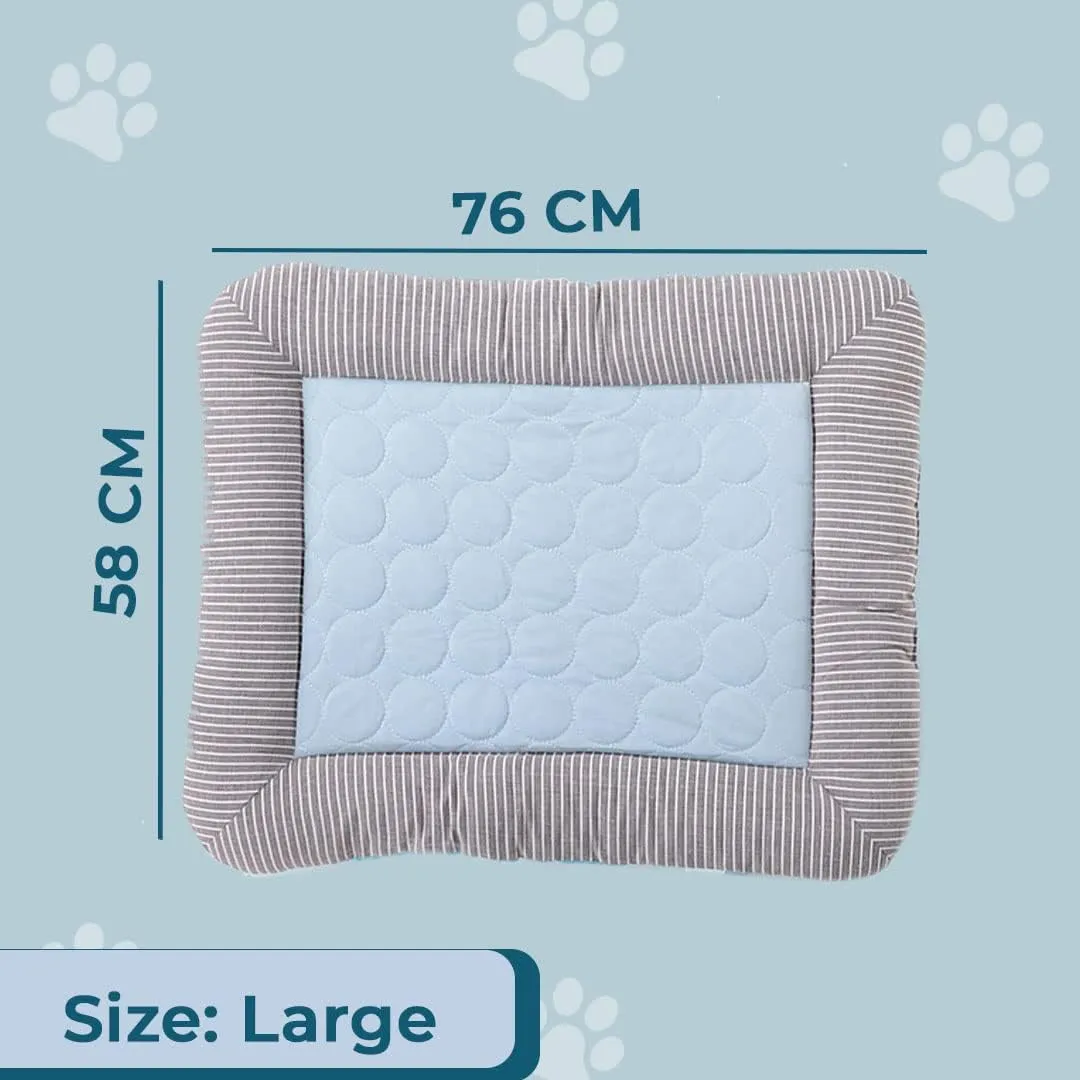 Kuber Industries Rectangular Dog & Cat Bed|Yarn Dyed Oxford Cloth|Nylon and Polyester With Cotton Filling|Self-Cooling Bed For Dog & Cat|Small Light-weight & Durable Dog Bed|ZQCJ005B-L|Blue(Pack Of 3)