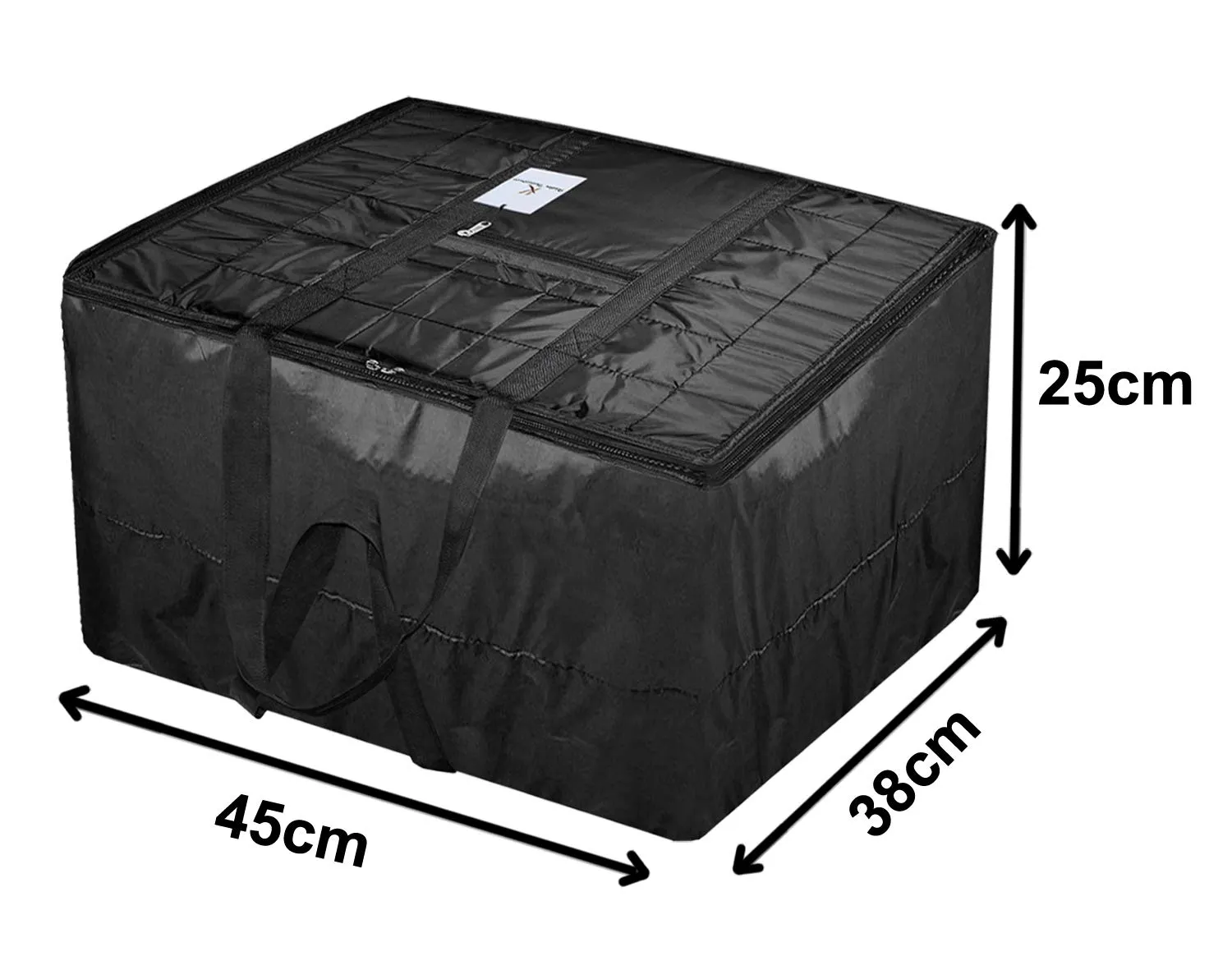 Kuber Industries Small Size Lightweight Foldable Parachute Jumbo Underbed Storage Bag with Zipper and Handle (Black)