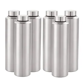 Kuber Industries Stainless Steel Water Bottle|1 LTR Food Grade, BPA Free Lid, Non-Toxic, Rust Free|Airtight, Leak Proof & Odour Free|for Home, School, Office & Gym|Water Bottle Set of 6 (Pack of 3)