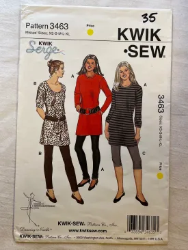 Kwik Sew 3463 PARTIALLY CUT Adult Casual/Athletic Wear Sizes Sizes XS-XL