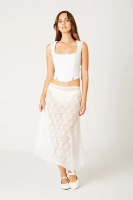 Lace Asymmetrical Midi Skirt