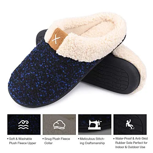 Ladies' Comfort Memory Foam Slippers Wool-Like Plush Fleece Lined House Shoes