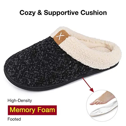 Ladies' Comfort Memory Foam Slippers Wool-Like Plush Fleece Lined House Shoes