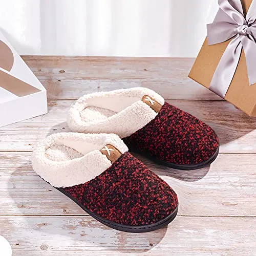 Ladies' Comfort Memory Foam Slippers Wool-Like Plush Fleece Lined House Shoes