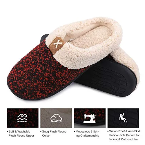 Ladies' Comfort Memory Foam Slippers Wool-Like Plush Fleece Lined House Shoes