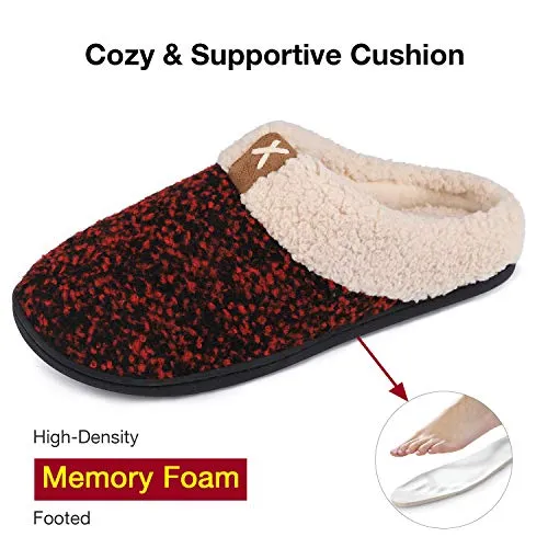 Ladies' Comfort Memory Foam Slippers Wool-Like Plush Fleece Lined House Shoes