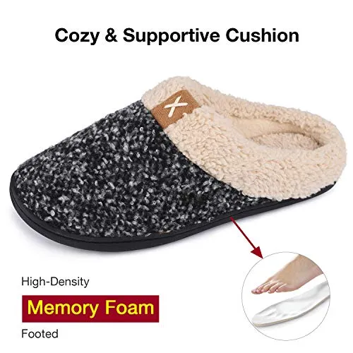 Ladies' Comfort Memory Foam Slippers Wool-Like Plush Fleece Lined House Shoes