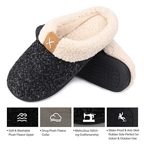 Ladies' Comfort Memory Foam Slippers Wool-Like Plush Fleece Lined House Shoes