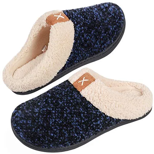 Ladies' Comfort Memory Foam Slippers Wool-Like Plush Fleece Lined House Shoes