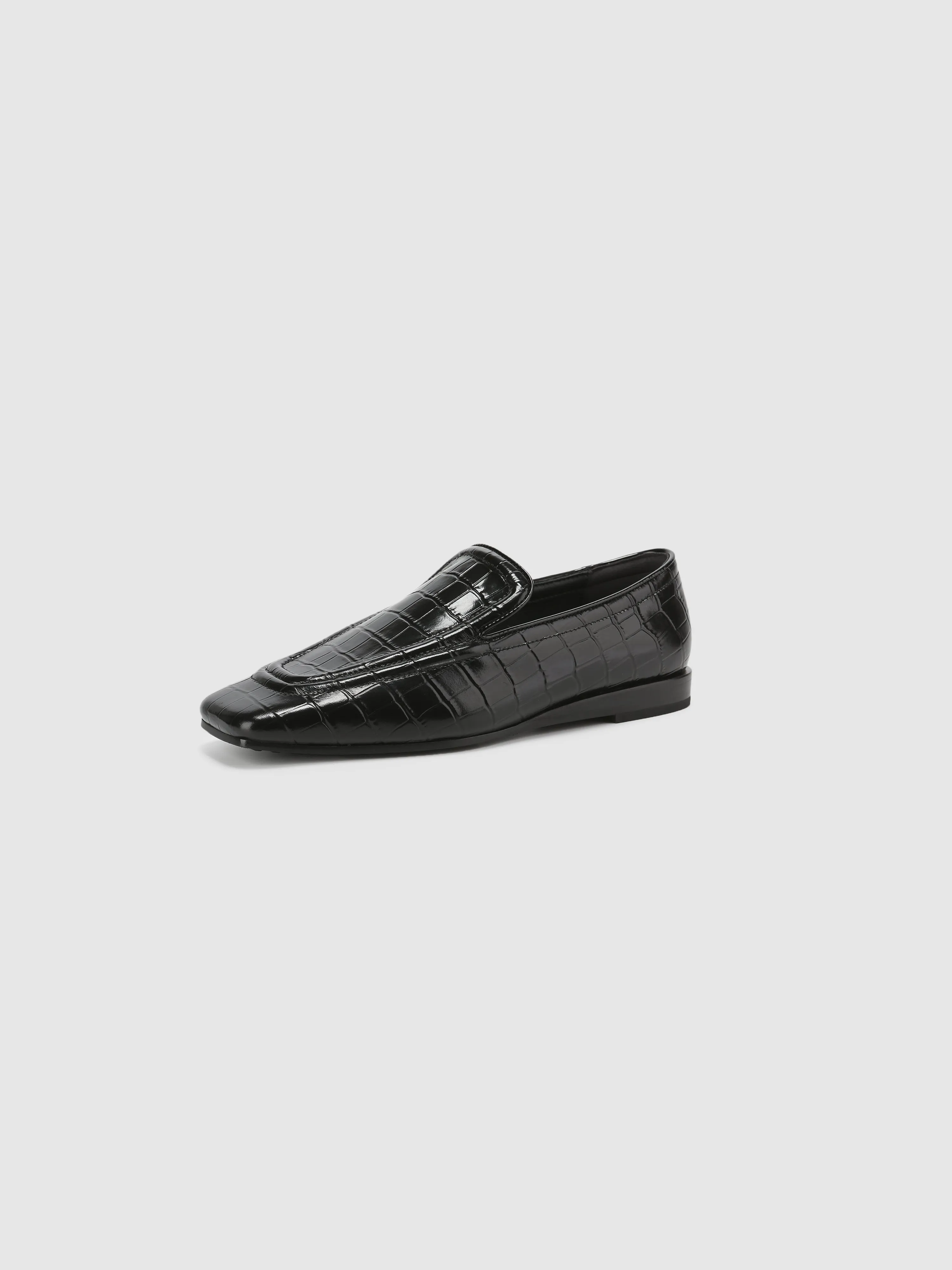 Ladies Embossed-Croc Leather Loafers