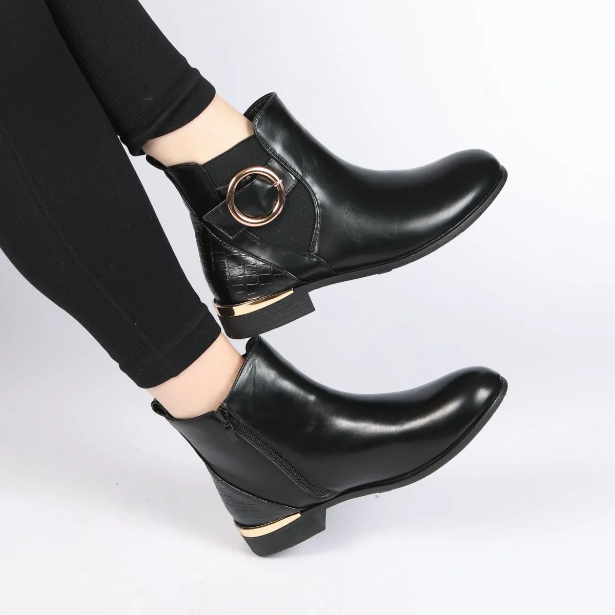 Ladies Gold Trim Ankle Boot