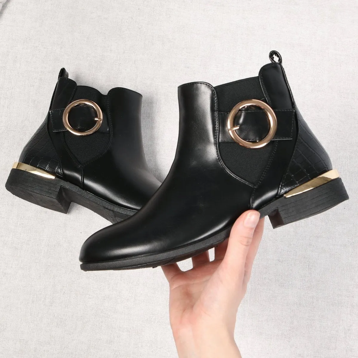 Ladies Gold Trim Ankle Boot