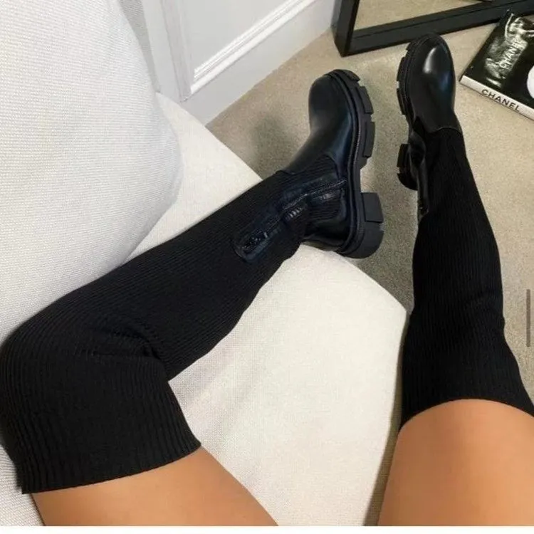 Ladies over the knee combat socks boots