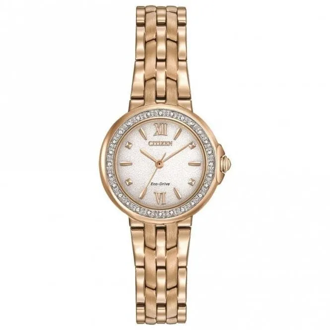 Ladies Stainless Steel Dress Analog Rose Gold Tone Watch EM0443-59A