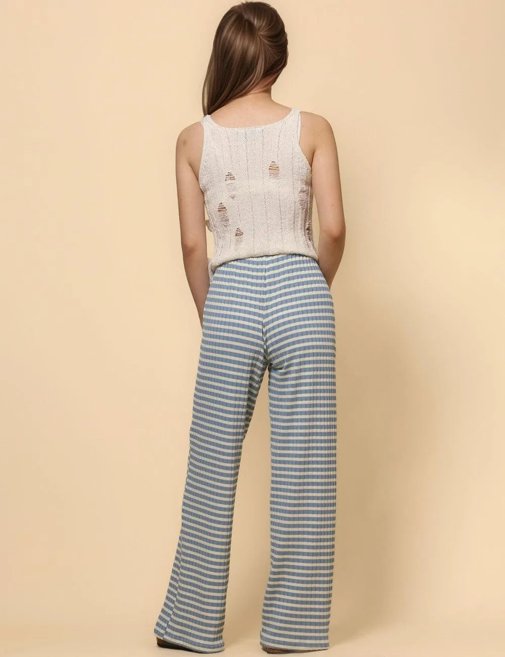 Ladies Striped Color Block Casual Pants SKP4785