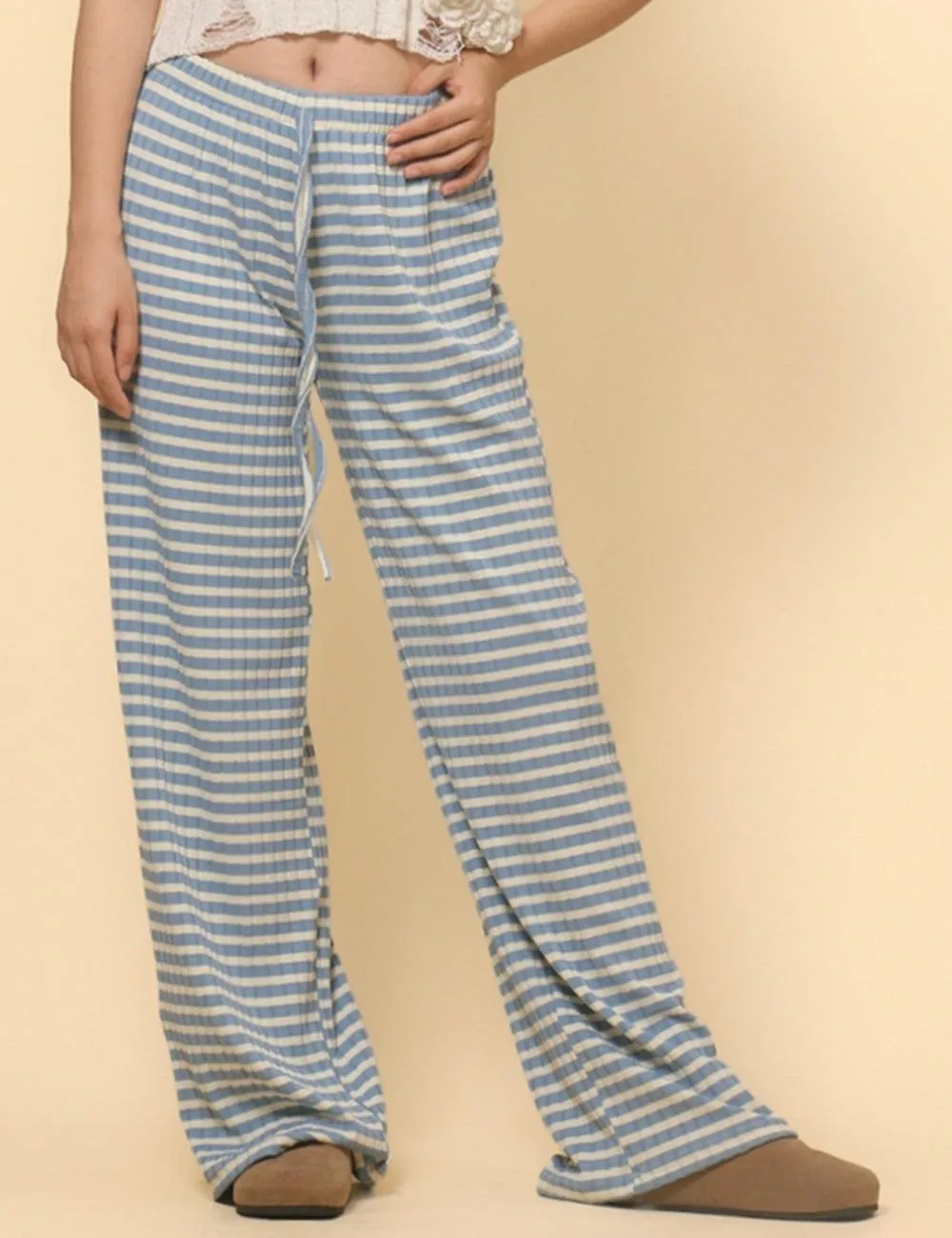 Ladies Striped Color Block Casual Pants SKP4785