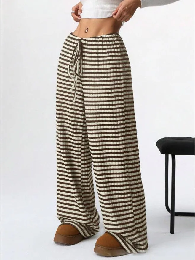 Ladies Striped Color Block Casual Pants SKP4785