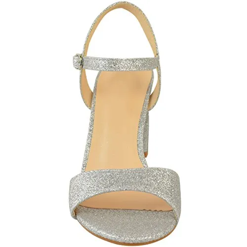 Ladies Womens Low Block Heel Party Bridal Glitter Sandals Wedding Prom Shoes