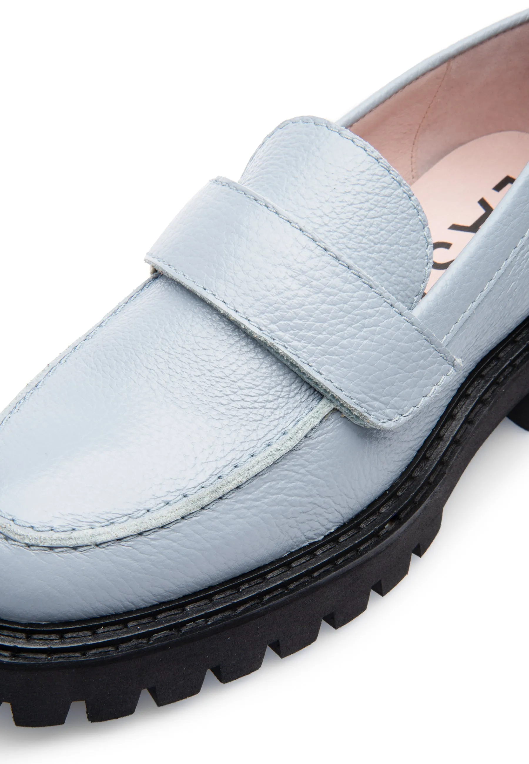 Lady Dusty Blue Leather Loafers