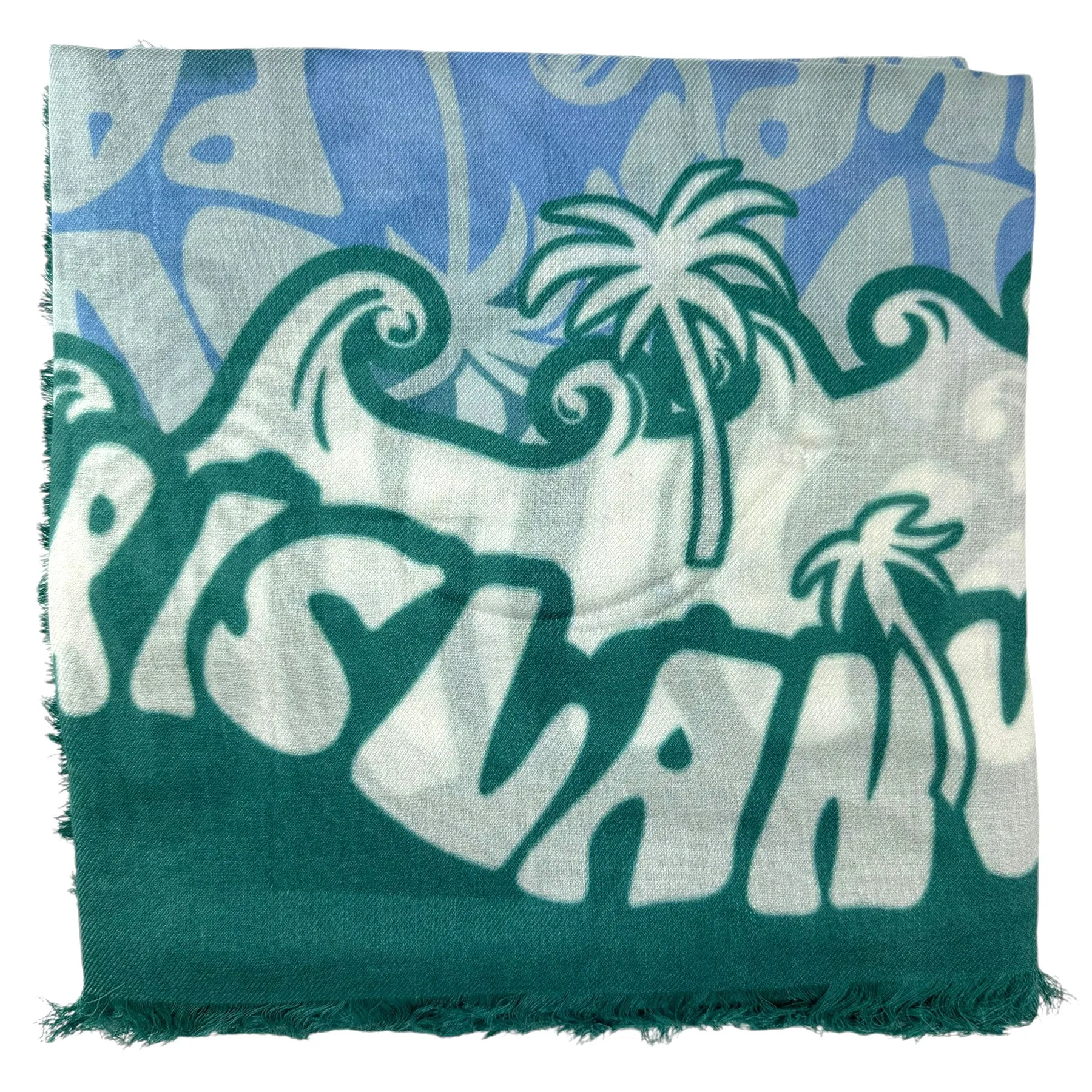 Lanvin Scarf Seafoam Island Design - Extra Large 55 Inch Square Wrap SALE