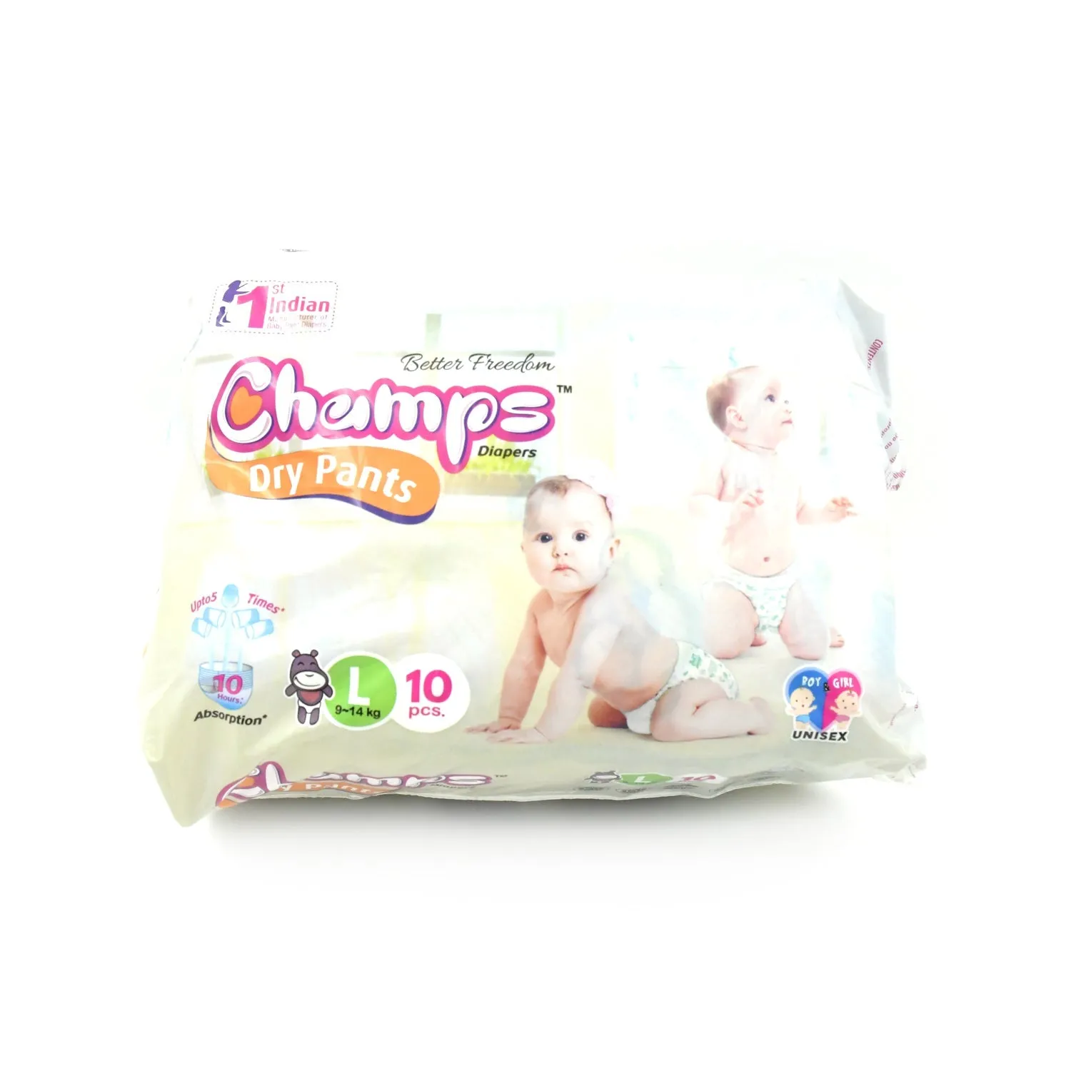 Large Champs Dry Pants Style Diaper - Large (10 pcs) Best for Travel  Absorption, Champs Baby Diapers, Champs Soft and Dry Baby Diaper Pants (L,10 Pcs )