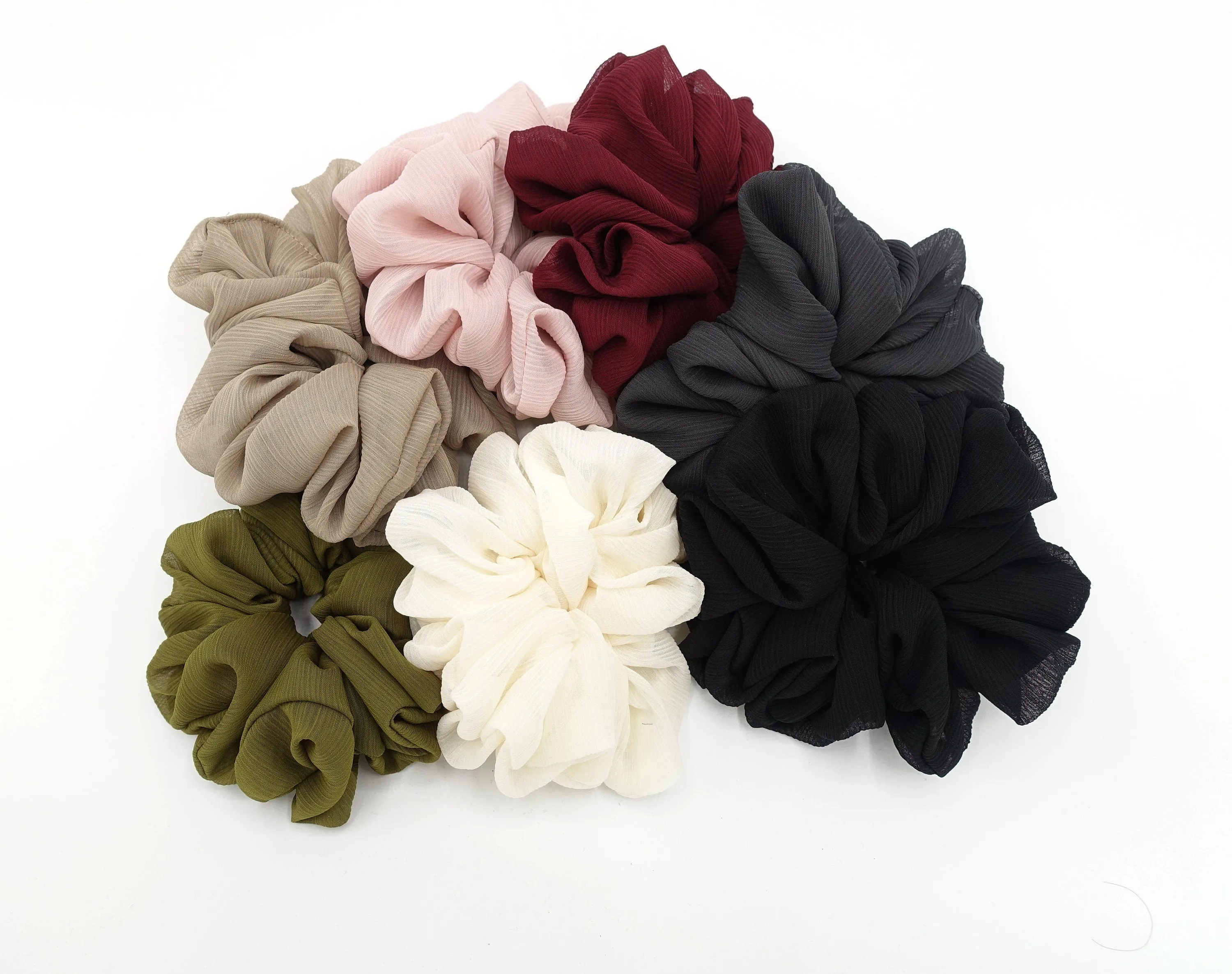 large chiffon voluminous scrunchies women hair elastic accessory