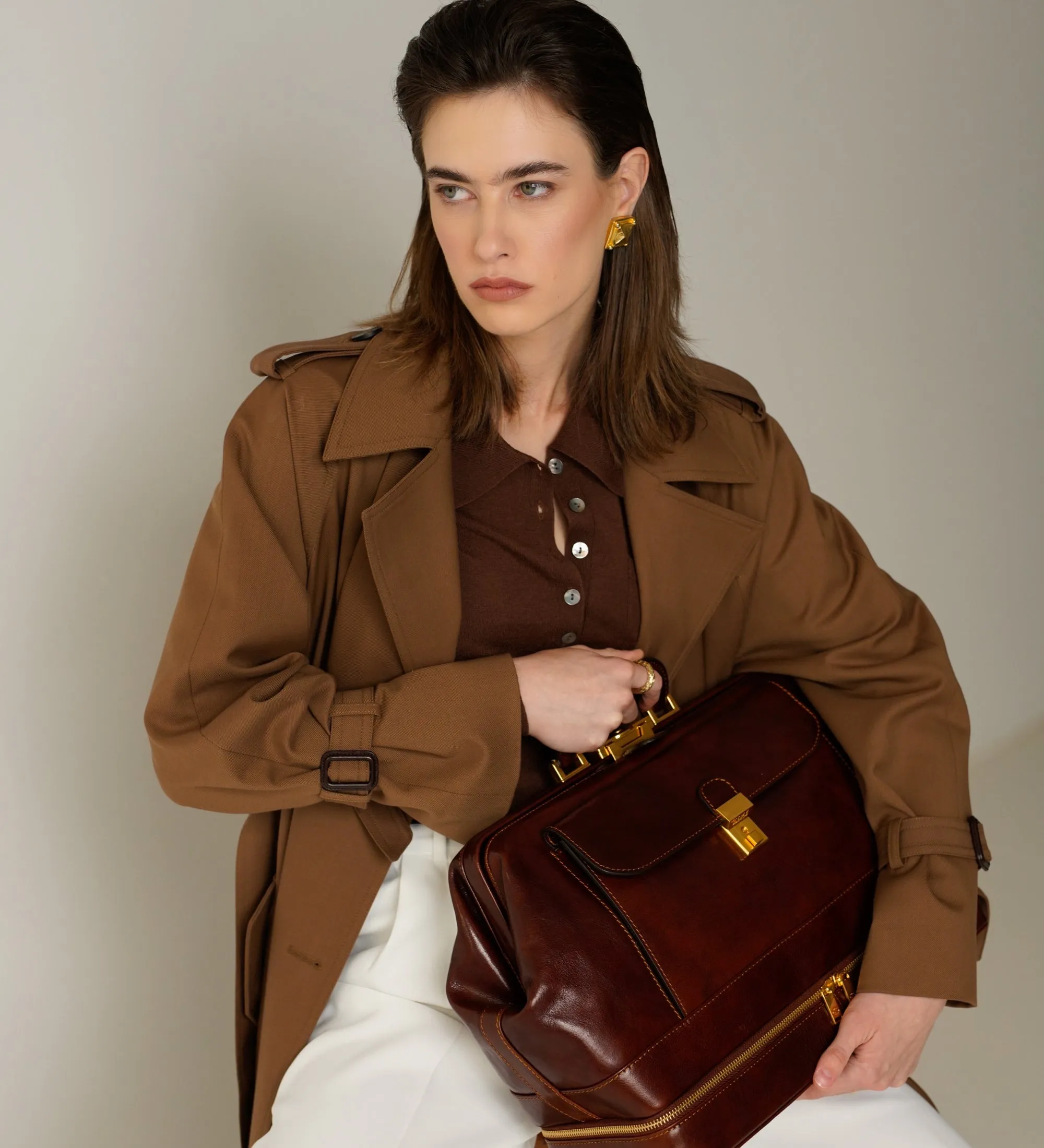 Large Italian Leather Doctor Bag for Women - The Master and Margarita