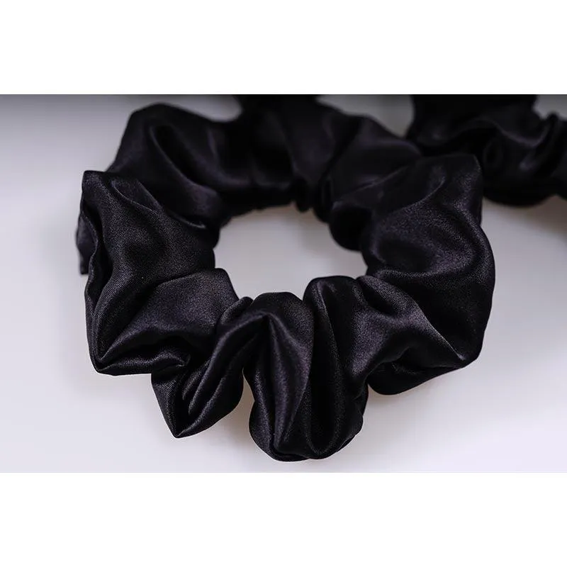 Large Silk Hair Scrunchies - Black - 3 Pack - Dropshipping