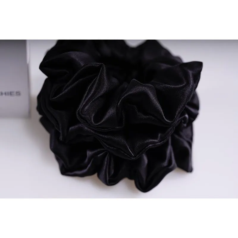 Large Silk Hair Scrunchies - Black - 3 Pack - Dropshipping