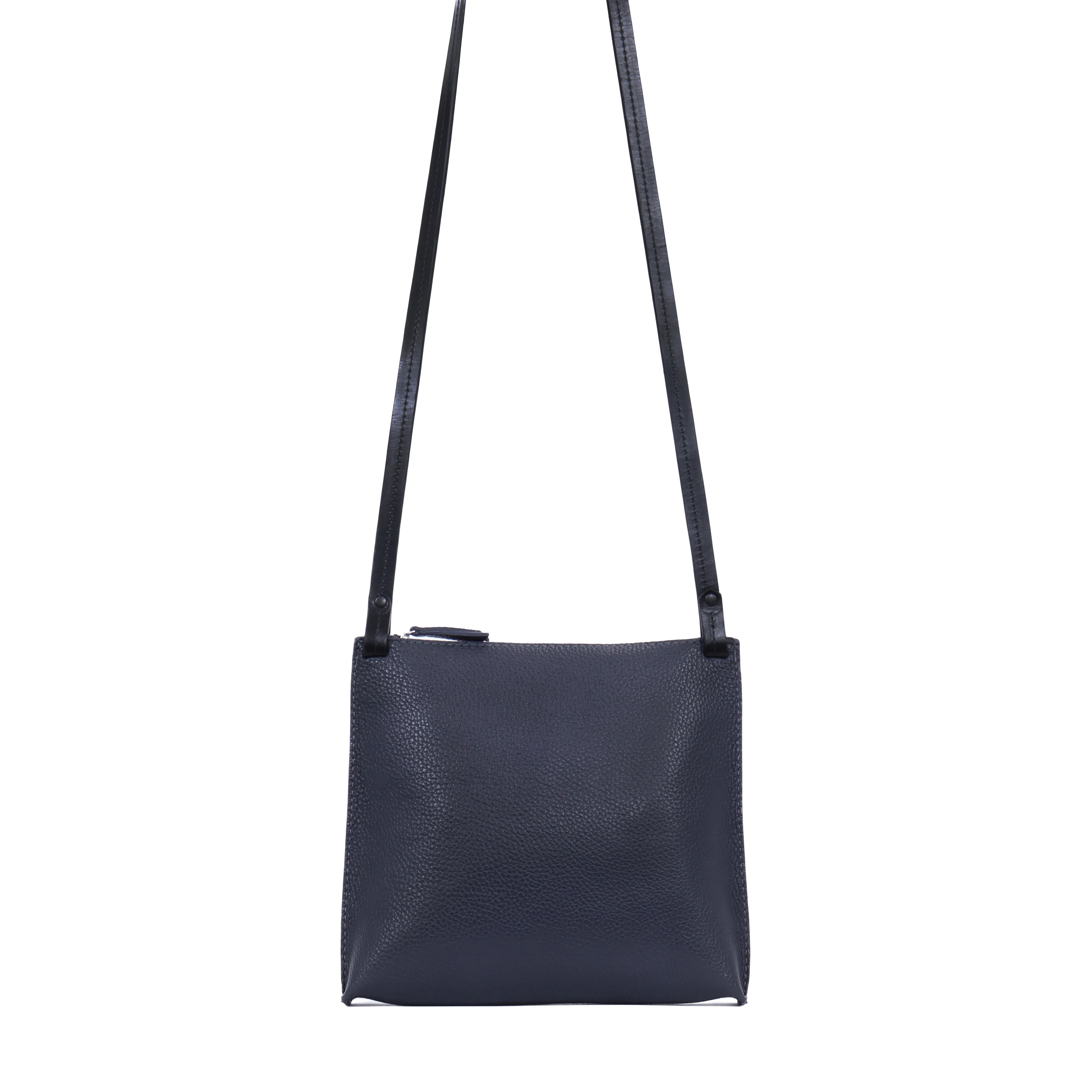 LARGE STRAPPY POUCH SLATE PEBBLED CALF