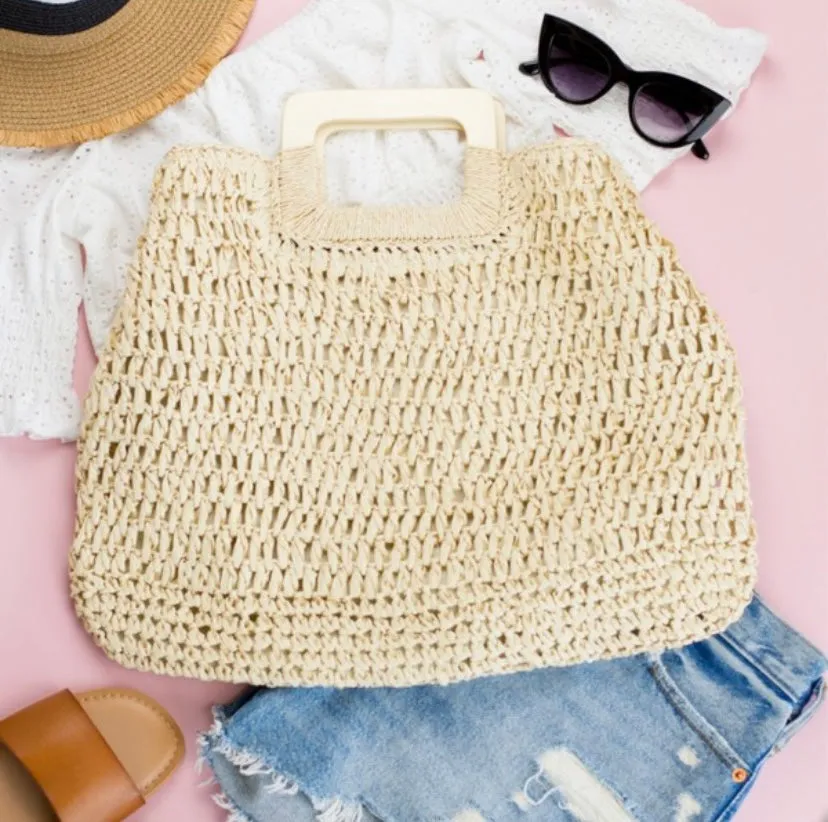 Large Straw Tote - Natural