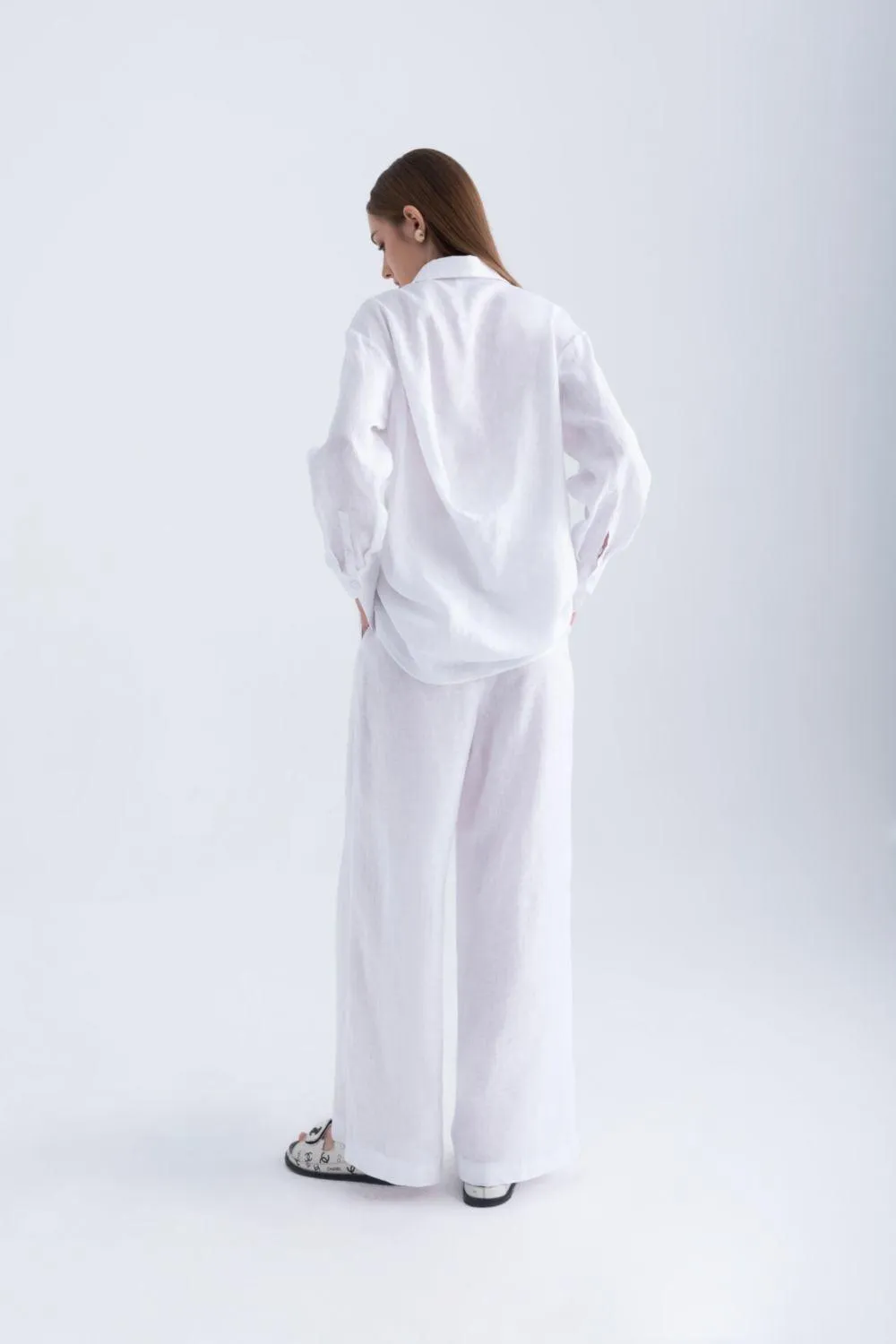 Laura Straight Wide Leg Linen Trousers