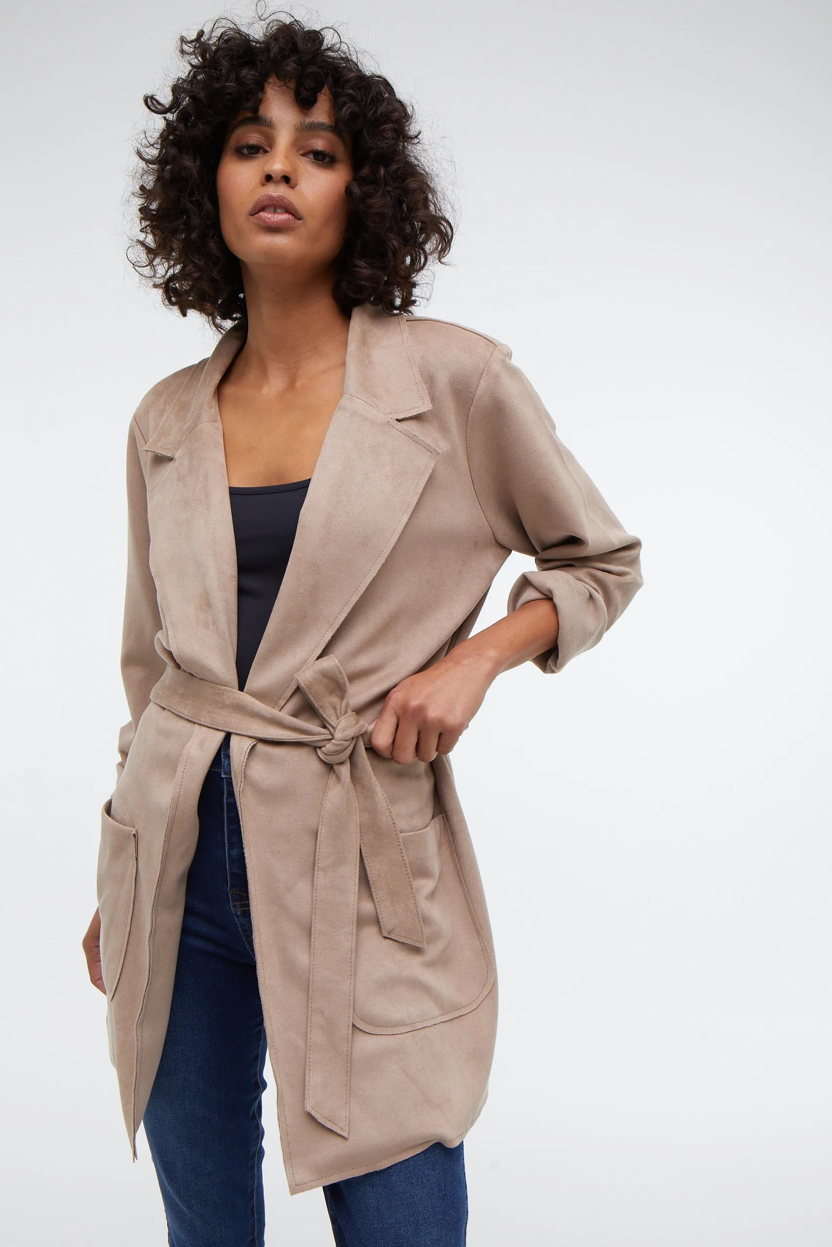 Lauren Belted Vegan Suede Jacket