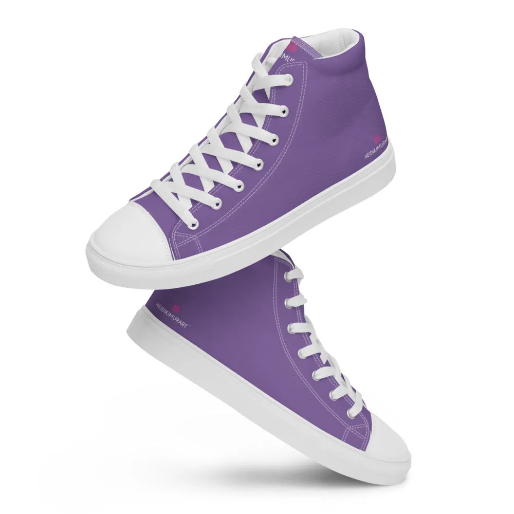 Lavender Purple Men's High Tops, Solid Purple Color Men’s High Top Canvas Sneaker Shoes (US Size: 5-13)