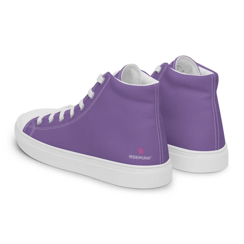 Lavender Purple Men's High Tops, Solid Purple Color Men’s High Top Canvas Sneaker Shoes (US Size: 5-13)