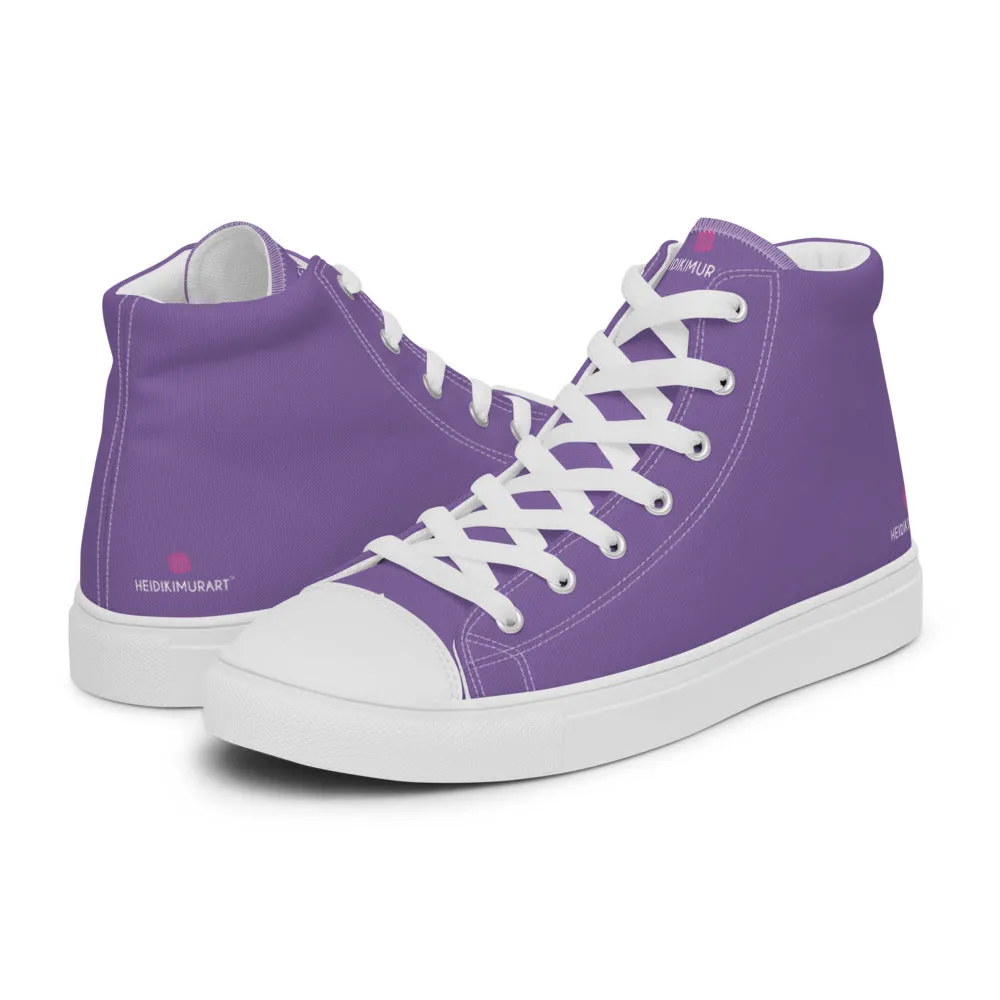 Lavender Purple Men's High Tops, Solid Purple Color Men’s High Top Canvas Sneaker Shoes (US Size: 5-13)