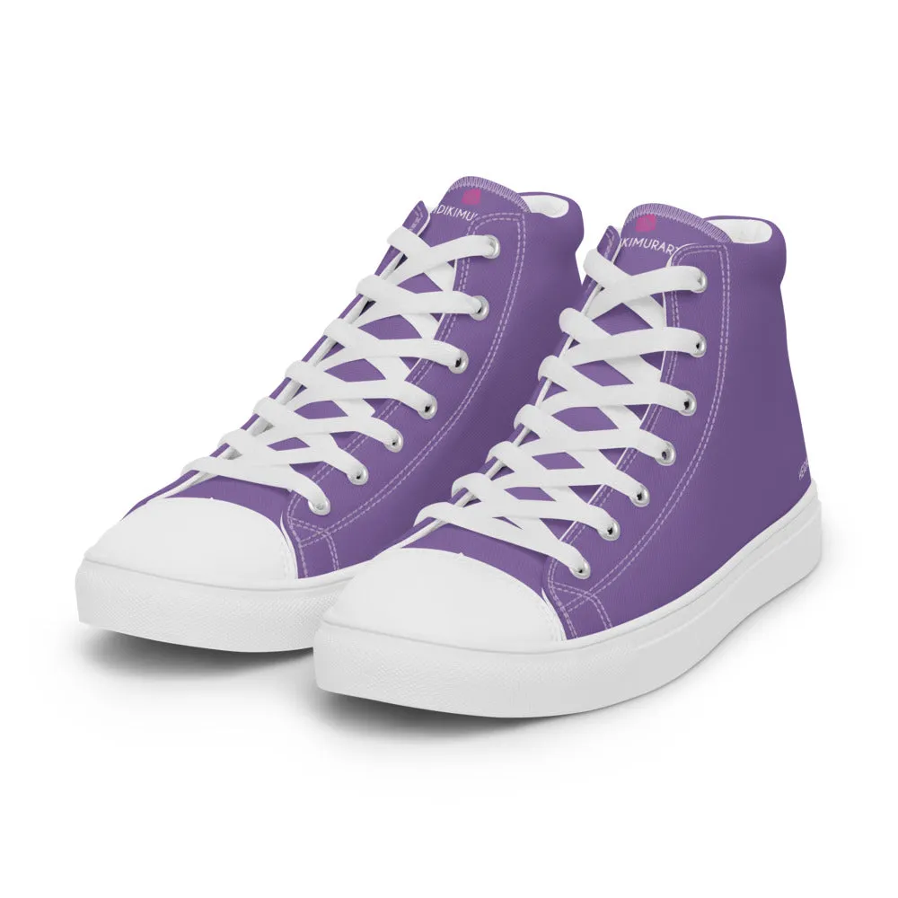 Lavender Purple Men's High Tops, Solid Purple Color Men’s High Top Canvas Sneaker Shoes (US Size: 5-13)