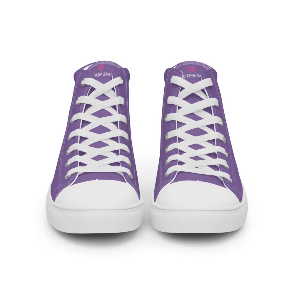 Lavender Purple Men's High Tops, Solid Purple Color Men’s High Top Canvas Sneaker Shoes (US Size: 5-13)