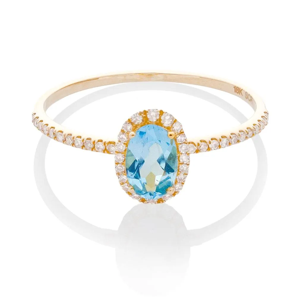 LAVISH DIAMOND RING, BLUE TOPAZ