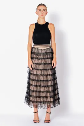 Layered Tulle Midi Skirt