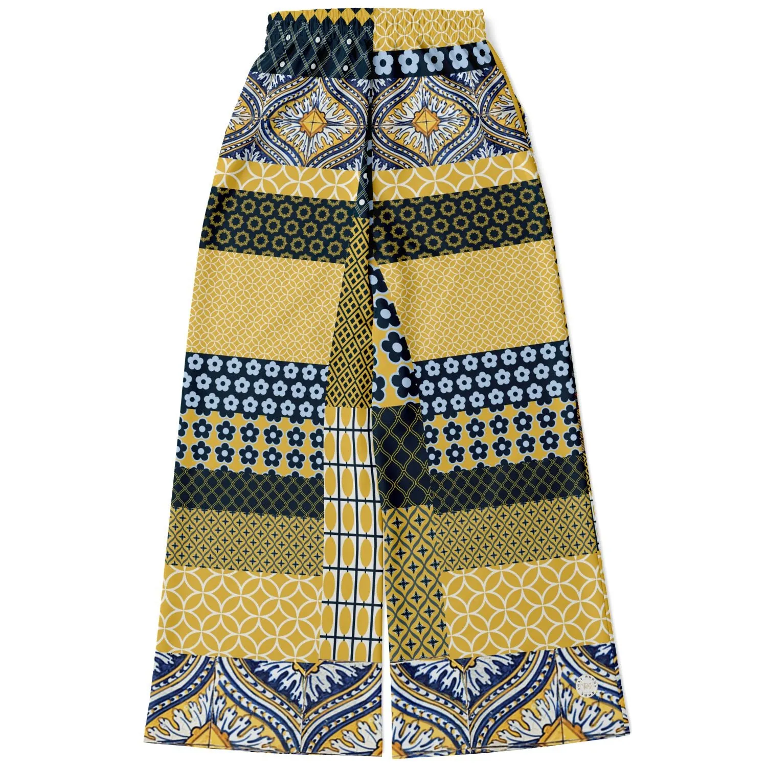 Le Dauphin Patchwork Print Eco-Poly Wide Leg Pants