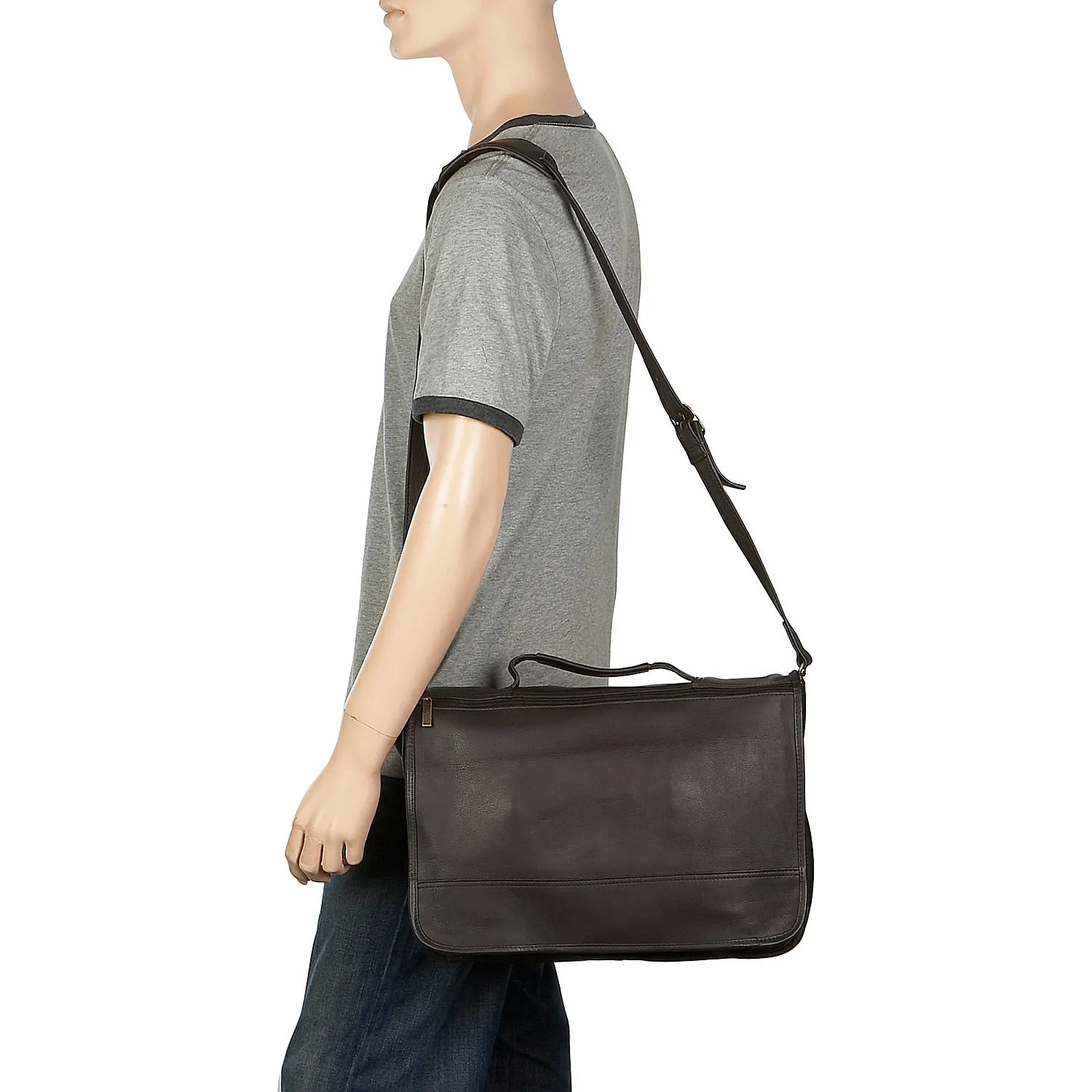 Le Donne Leather Expandable Messenger Brief